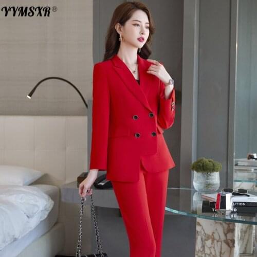 Large Size High-end Womens Trousers Two-piece Suit 2021 New Winter Personality Ladies Office Suit Elegant High Waist Trousers