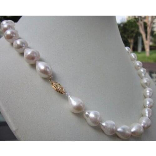 Beautiful 11-13mm south sea baroque white pearl necklace choker 19 inch
