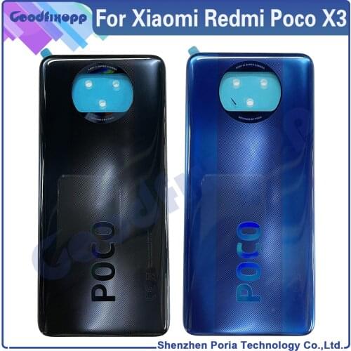 For Xiaomi Poco X3 NFC Battery Cover Back Glass Rear Door Housing Case POCO X3 Back Panel PocoX3 Battery Cover With Adhesive