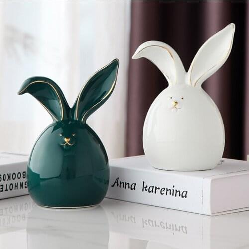 19.5x13.5cm Nordic Ins Cute Ceramic Rabbit Crafts Home Office Restaurant Bar Decorations Birthday Gifts European Style
