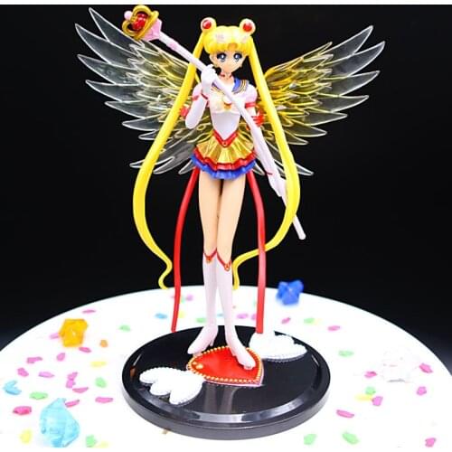 3 Styles Cartoon Anime Sailored Moon Tsukino Action Figure Wings Toy Doll Cake Decoration Collection Model Gift Toy For Children
