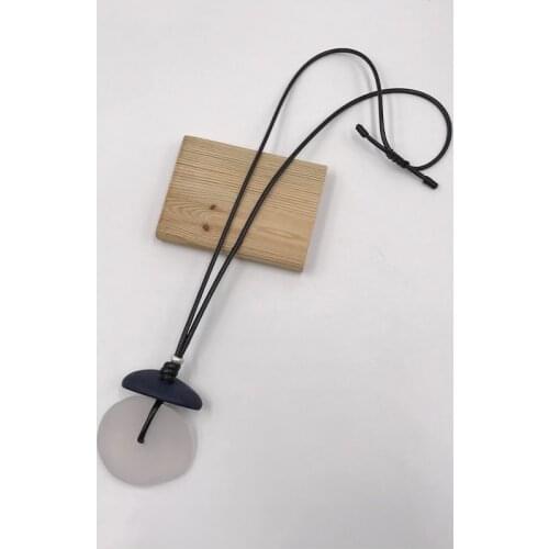 Kara&Kale Boho Fashion Jewelry Earthy Gothic Wax Cord Resin Stone Pendant Necklace Vintage Collares Adjust Long Necklace Women