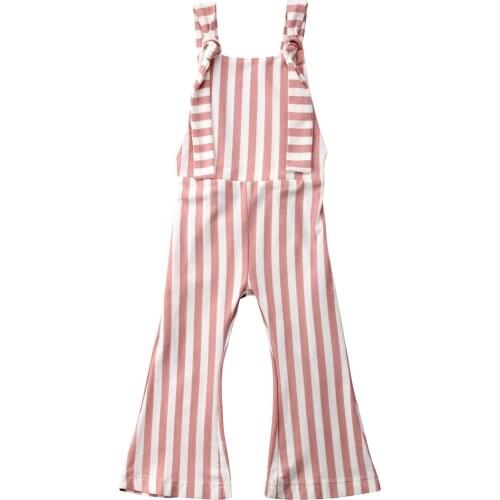 Fashion Summer Toddler Kids Baby Girls Off shoulder Stripe Romper Jumpsuits Trousers Outfits Pants 4 Colors