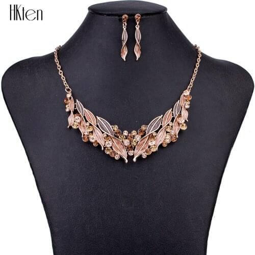 MS1504624 Fashion Jewelry Sets Hight Quality 4 Colors Necklace Sets For Women Jewelry Crystal Resin Unique Leaves Design Gifts