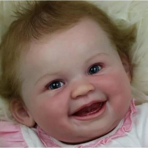 Reborn doll kit smiley face with cloth body eyes for DIY 22inch bebe reborn kits lifelike soft silicone vinyl doll parts