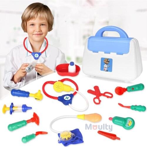 Doctor Pretend Play Set for kids 13pcs Educational Toy with Handy Carrying Case Electronic Stethoscope and sound for Girls Boys
