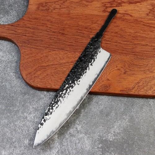 Batch DIY hand-forged professional kitchen knife 9Cr18MOV steel core three-layer steel Japanese style 7.5 inch chef knife blank