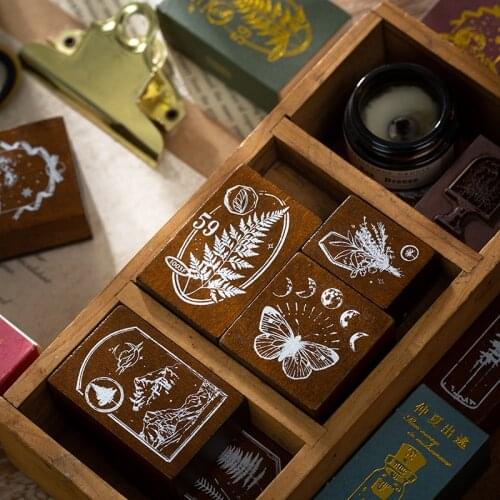 Butterfly Planet Moon Theme Card Making Stamps Set Wood Mounted Rubber Stamps For Diy Crafts, Scrapbooking