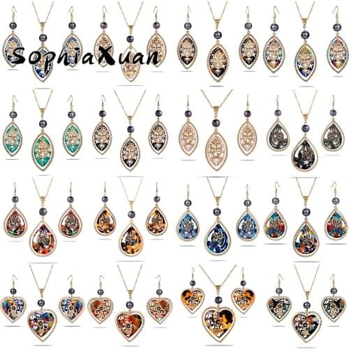 SophiaXuan Woman Hawaiian Jewelry Sets Fashion Acrylic Heart Flower Earrings and Necklaces Set Accessories Wedding for Women