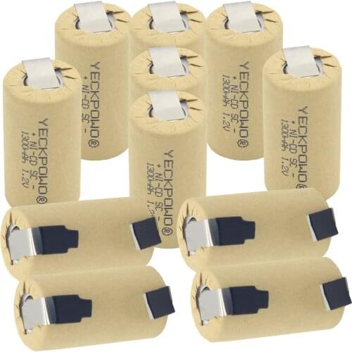 Akkus NICD sub C battery 1300mAh flat top 1.2V SC batteries nickel sheets rechargeable for electric drills for power tools