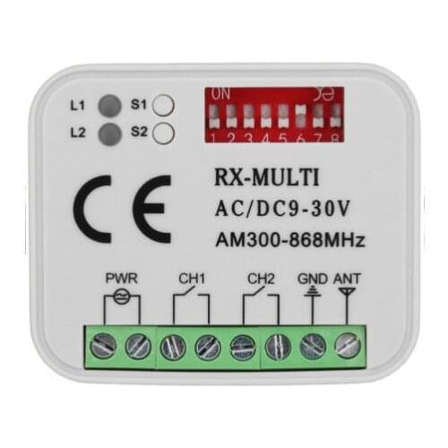NEW Universal AC DC 12-24V 2 Channel Multi Receiver RX MULTI 300-868 MHz garage door remote control receiver