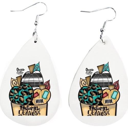 Fall Pumpkin Earrings Year Faux Leather Earrings Two Layers Handmade Bulk Order Wholesale