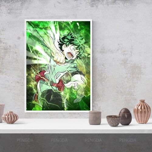 Home Decor Poster My Hero Academia Green Fight Deku Wall Art Canvas Print Painting Pictures For Living Room Modular No Framework