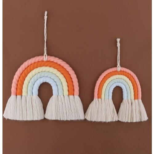 Rainbow Wall Hanging,Macrame Handmade Rainbow Wall Hanging Home Decoration Bohemian Woven Cotton Tapestry Handicraft Gift,Rainbo