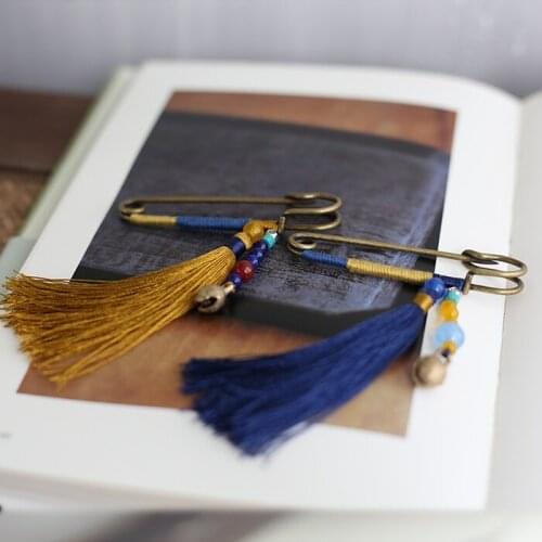 Retro style 3D Handmade copper agate Tassels pin badge for Coat Bag Brooch Broche Clothings Accessories gift pin size:5cm