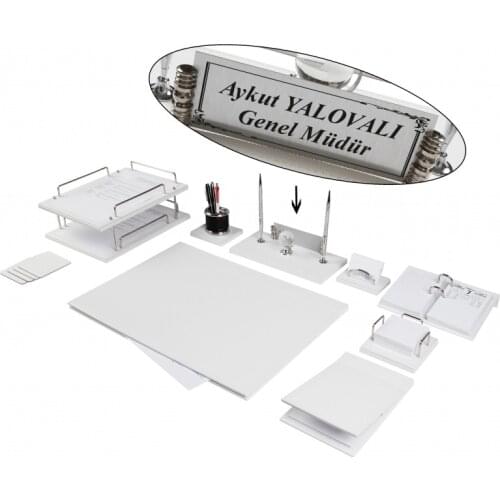 Zenia Luxury Leather Desk Set, Desk Pad Set with Name Plate, Double Tray , Desk Organizer, Office Accessories, Desk Accessories