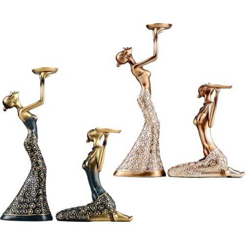 Modern Women Beauty Figurines Decorative Candle Holders Bedroom Table Decor