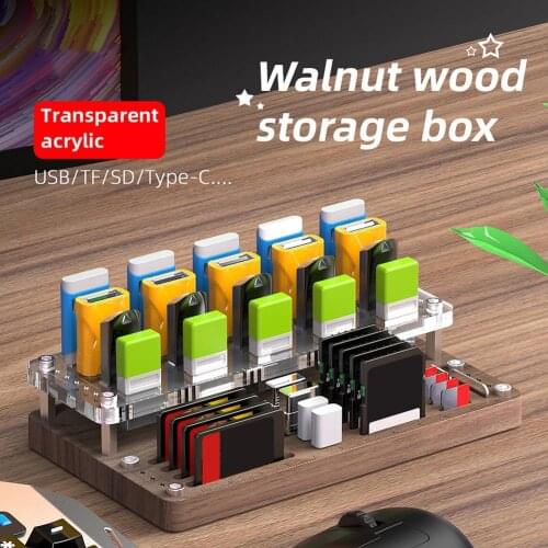 Solid Organizer Storage Wooden Case Box for Memory Card SD Card