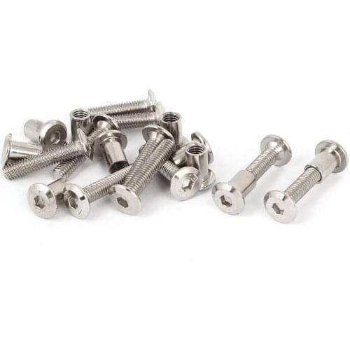 UXCELL 10 Sets 36mm/1.42" Length M6x30mm Hex Socket Head Barrel Nut Countersunk Screw Bolt Fasteners