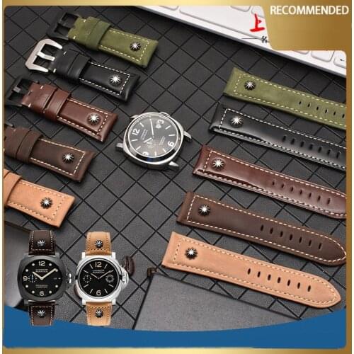 Waterproof frosted leather watchband 20mm 22mm 24mm 26mm for diesel luminos and panahai pam441 372 watch strap Mans wristband