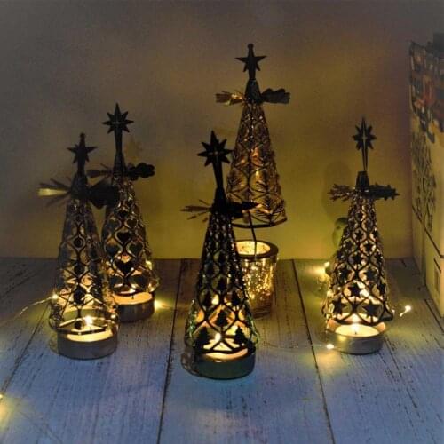 Iron Candle Holder Tree-shaped Spinning Candlestick Christmas Candle Stand Exquisite Candlestick Christmas Table Home Decoration