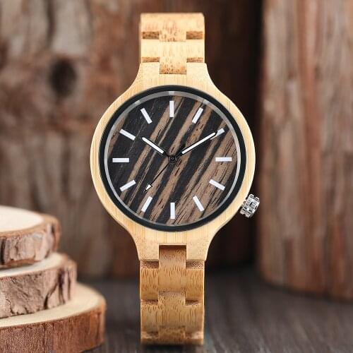Ladies Watches 2020 Full Natural Bamboo Wood Watch Womens Bracelet Quartz Wrist Watch Unique Beauty Relogio Feminino