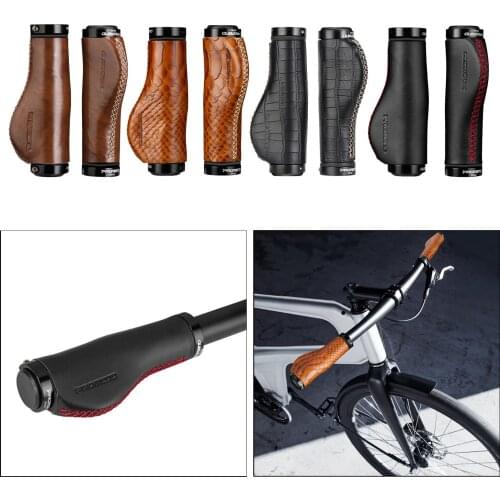 1 Pair Cattle Leather City Mountain Bicycle Scooter MTB Bicycle Handlebar Cover Handle Grips Cowhide Grips Non-Slip Aluminum