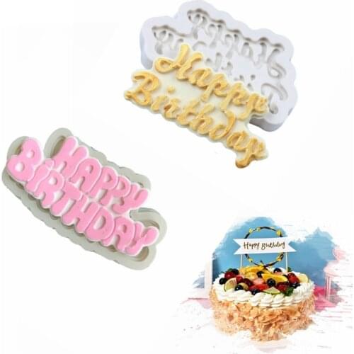 1pcs 3D Happy Birthday Letters Numers Silicone Mold For Ice Jelly Chocolate Mold Birthday Cake Decorating Tool Mould