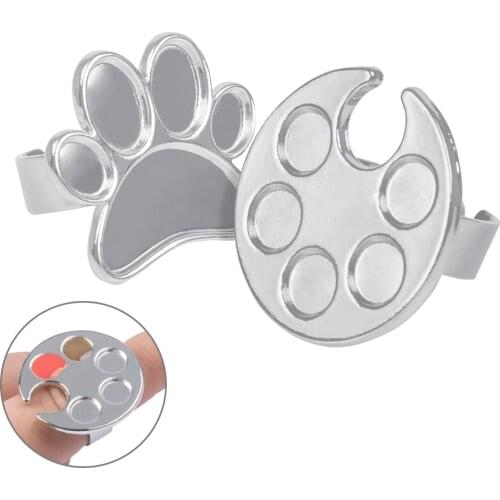 1pcs Professional Mini Finger Nail Art Polish Palette For Free Cute Footprint Round Design Hand Manicure Ring Palette