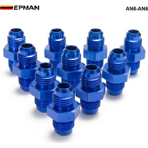 10PCS/LOT Blue 6AN AN6 Flare Union Aluminum Fitting Hose End Connector Fitting Adapter For Oil Cooler/Gauge AN6-AN6