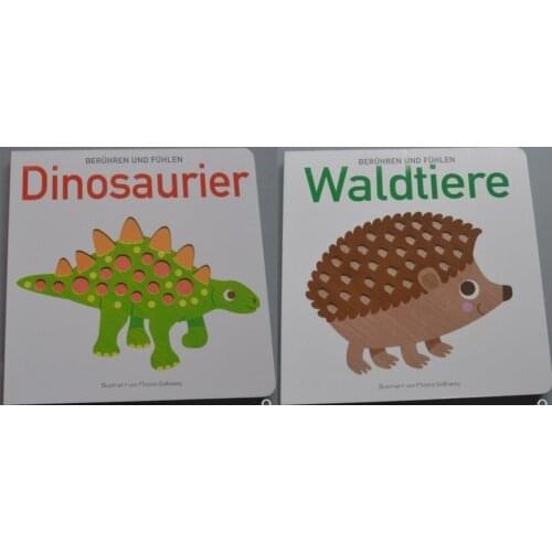 2 Books Parent Child kids baby Early Education Waldtiere Dinosaurier German learning reading picture cardboard book Age 0 -3