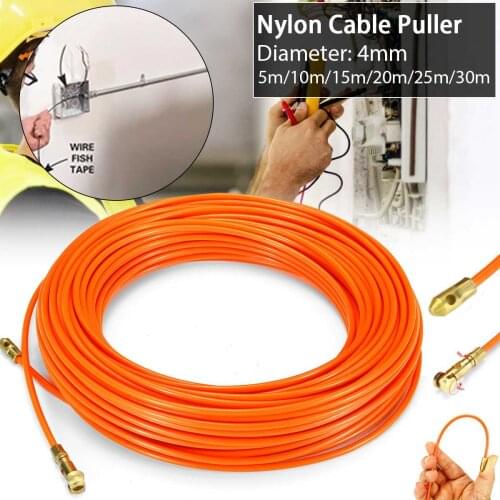 5/10/15/20/25/30m 4mm Cable Puller Fish Tape Yellow Cable Fiberglass Fish Tape Reel Puller Fiberglass Metal Wall Wire Conduit