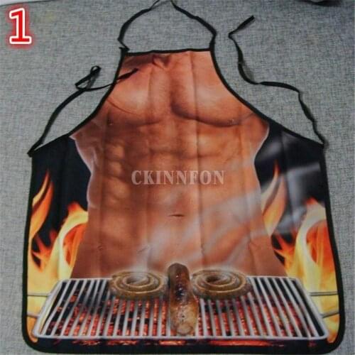 50Pcs/Lot New Fashion Sexy Man BBQ Kitchen Apron Funny Creative Cooking Aprons Gifts