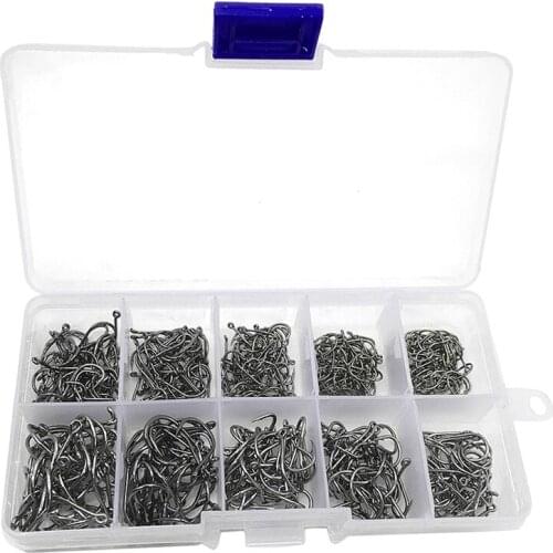 500Pcs/Set Mixed Size #3~12 High Carbon Steel Carp Fishing Hooks Pack With Hole With Retail Box Jigging Bait