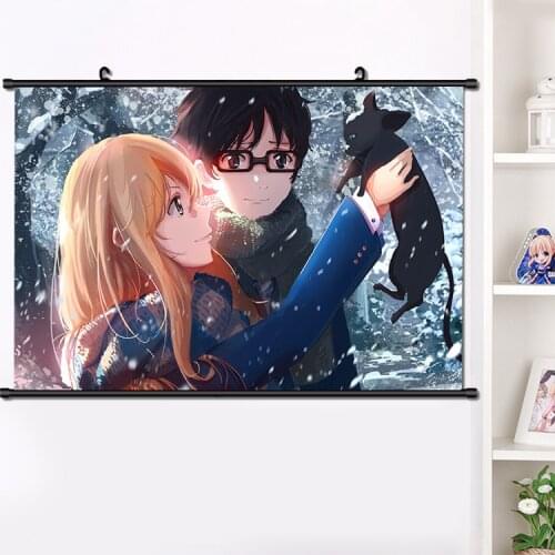 Anime Your Lie in April Arima Kousei Miyazono Kaori Lovely Wall Scroll Mural Poster Wall Hanging Poster Home Decor 40×60cm