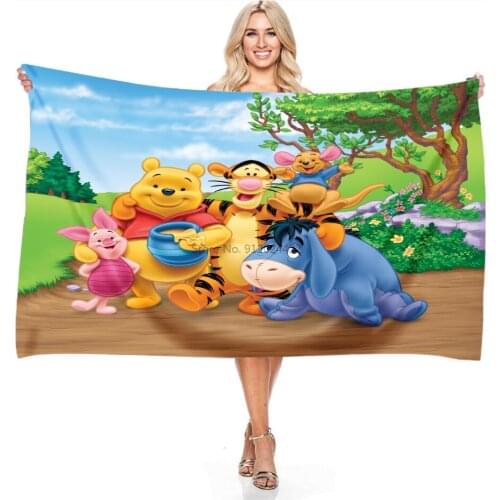 Winnie The Pooh and Friends Cartoon Disney Bath Towels Bathroom Swimming Towels Adult Children Microfiber Beach Towel Wrap Dress