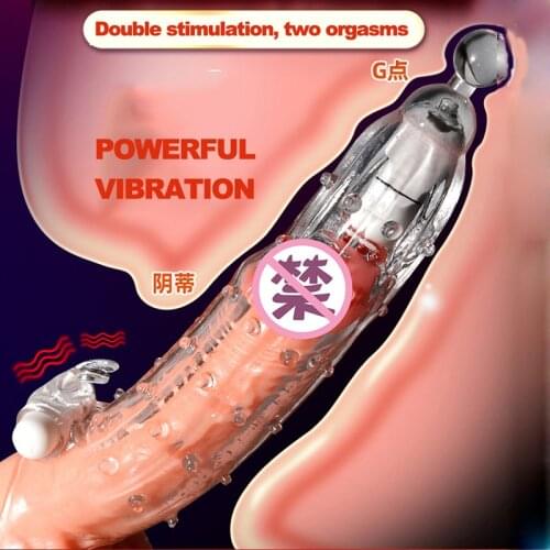 OMYSKY Vibrator Penis Enlargement Condoms For Men Reusable Penis Sleeve Extender Clitoral stimulation Dildo Enhancer Sleeves