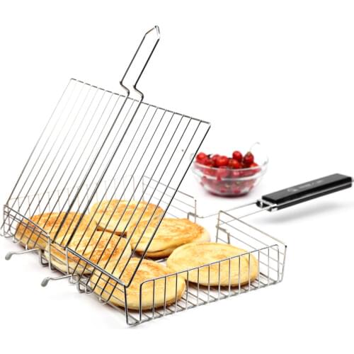 Big size grilling tool roughened grilled fish net rack stainless steel barbecue wire mesh BBQ thicken grill clip