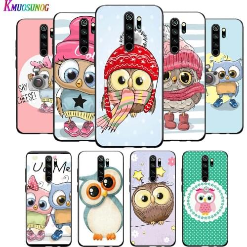 For Xiaomi Redmi Note 9 9S Max Phone Case Cute Owl Hearts Lover Back For Xiaomi 8T 8 7 6 5 Pro 5A 4X 4 Black Phone Cover