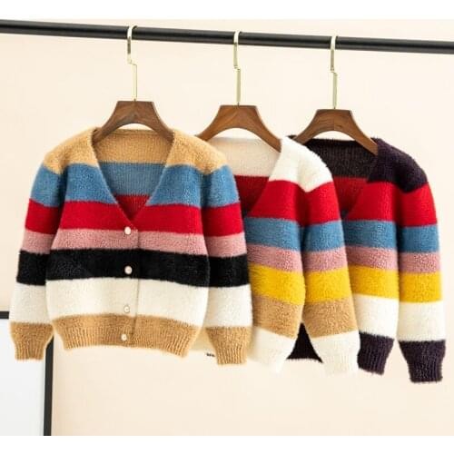 2020 Girl Baby stripe Sweater Cardigan Coat Girls Kids Jacket Children winter Coats Clothes