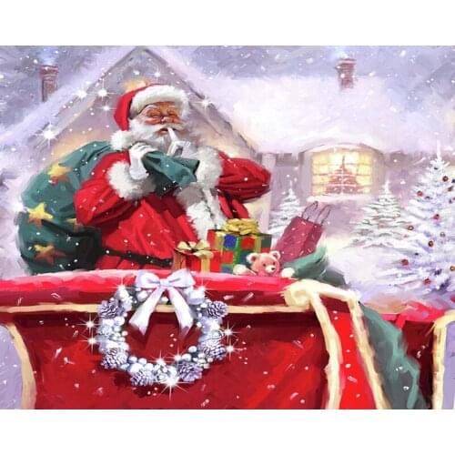 DIY Painting By Numbers Santa Claus Kit Oil Picture By Numbers Christmas Wall Art Painting on Canvas Home Decoration Gift