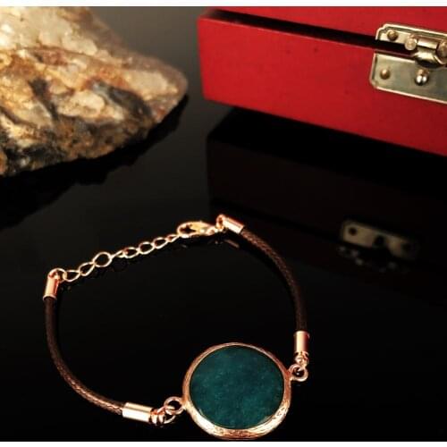 Dr Stone Natural Stone Women 'S Agate Stone Rose Gold Plated Bangle KRB298