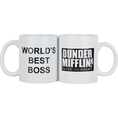 Dunder Mifflin The Office-World’s Best Boss Coffe Cups and Mugs 11 oz Funny Ceramic Tea/Milk/Cocoa Mug Unique Office Gift