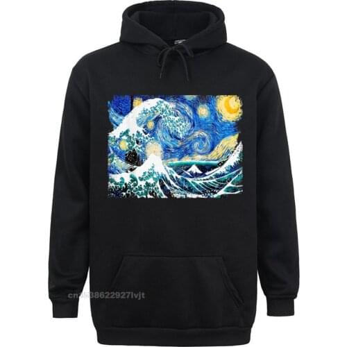Starry Night And Great Wave Van Gogh Art Painting Hoodie Hoodie Comfortable Cotton Men Tops Tees Printed On Brand New Tshirts