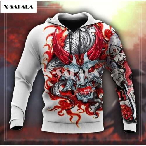 Samurai Tattoo Japan Art Tattoo 3D Print XS-7XL Hoodie Man Women Harajuku Outwear Zipper Pullover Sweatshirt Unisex-2