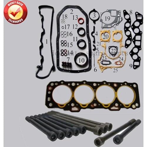LD20 Engine Full gasket set kit cylinder head bolt nuts screw for Nissan Bluebird/Serena/Nomad bus/box/Trade 2.0D 1952CC