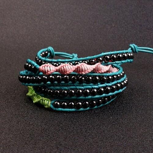 Fashion Handmade Bohemian Jewelry Boho Bracelet Mixed Hematite Charm 5 Strands Wrap Bracelets DropShipping