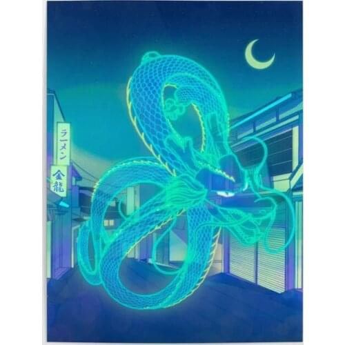 Modular Canvas HD Prints Pictures Neon Dragon Wall Artwork Paintings Home Decoration Moon Posters For Living Room No Framework