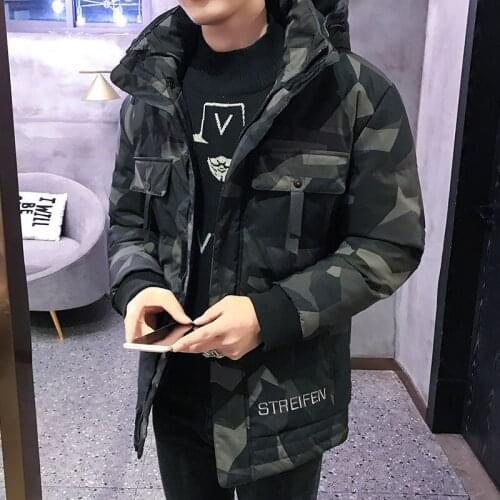 Mens Winter Camouflage Thick Parkas Jacket Men Outwear Hooded Cotton Padded Coat Warm Male Snow Jacket Plus Size 5XL Y173