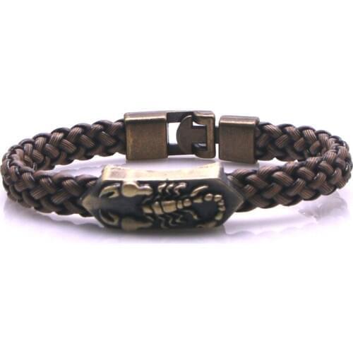 New Handmade Retro Woven Charm Leather Bracelet Men Vintage Multilayer Bangles Scorpion Men Jewelry Pulseira Feminina